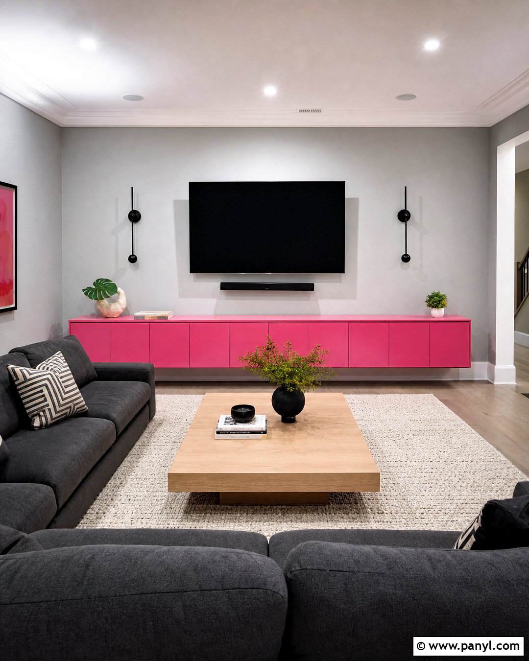 Hot Pink Media Cabinet With Minimal Decor - 20 hot pink furniture ideas