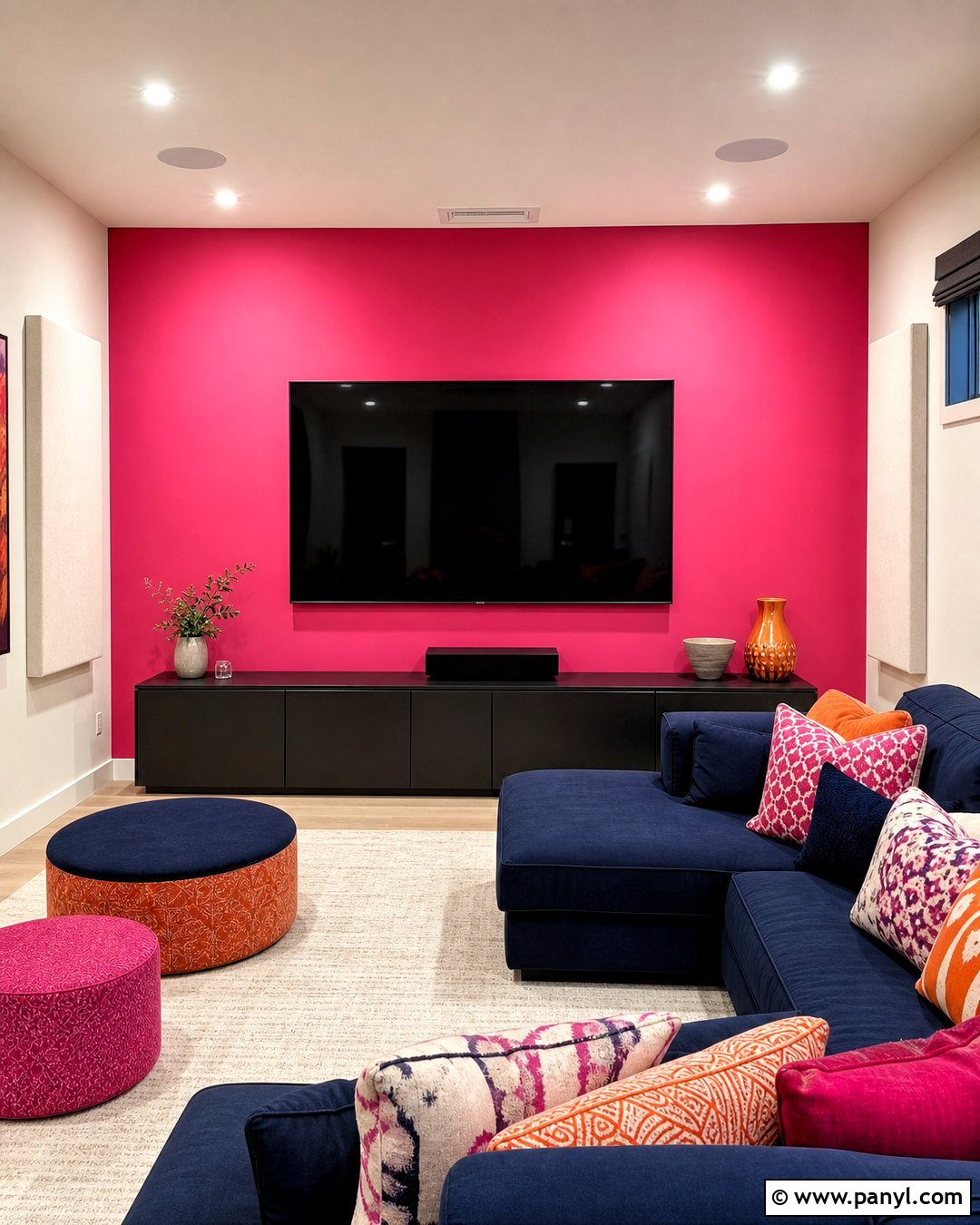 Hot Pink Media Room Wall - 20 pink wall design ideas