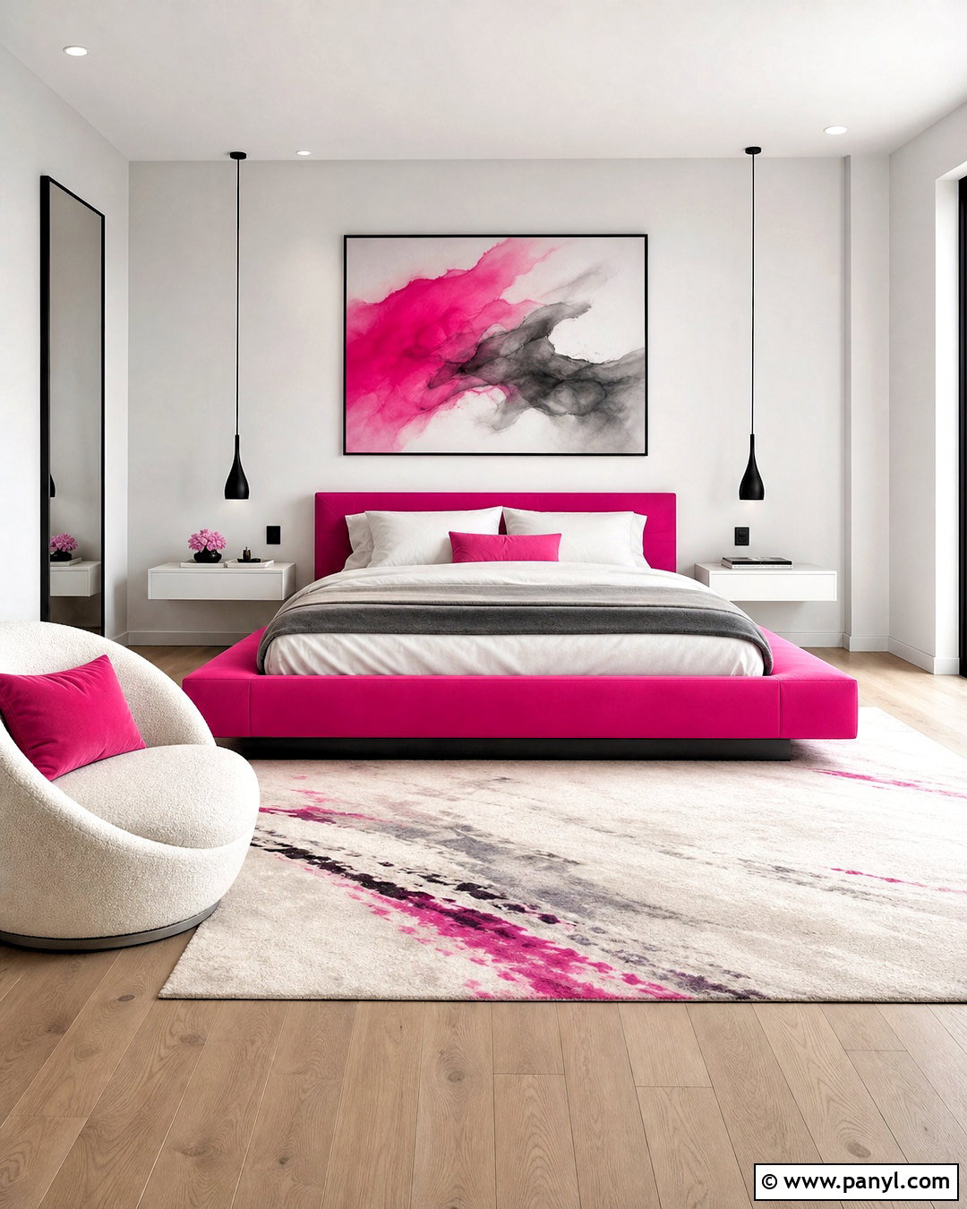 Hot Pink Modern Bedroom - 20 hot pink room ideas