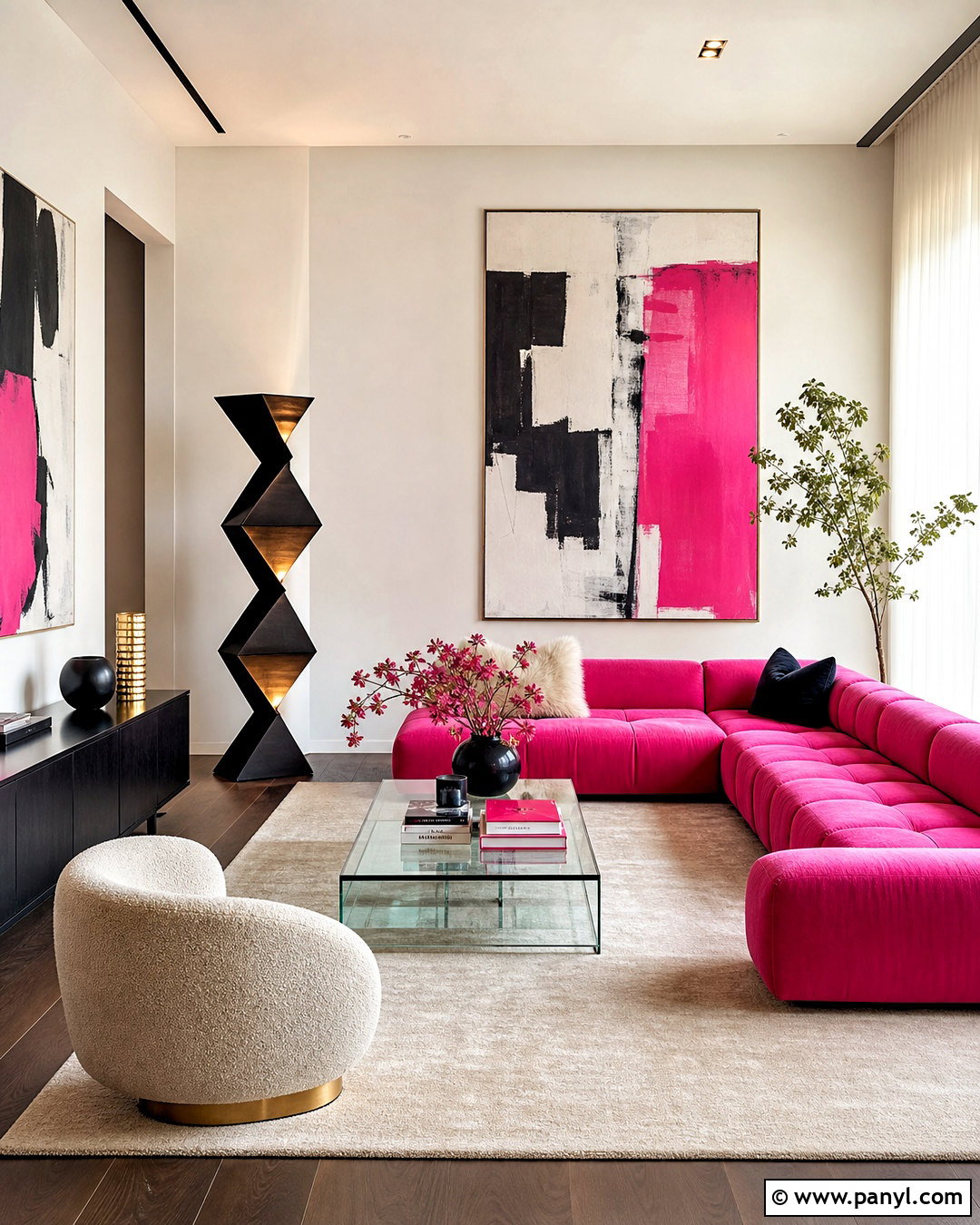 Hot Pink Modern Living Room - 20 hot pink room decor ideas