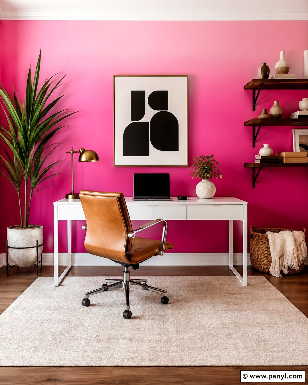 Hot Pink Ombre Home Office Wall - 20 Pink Ombre Wall Paint Ideas