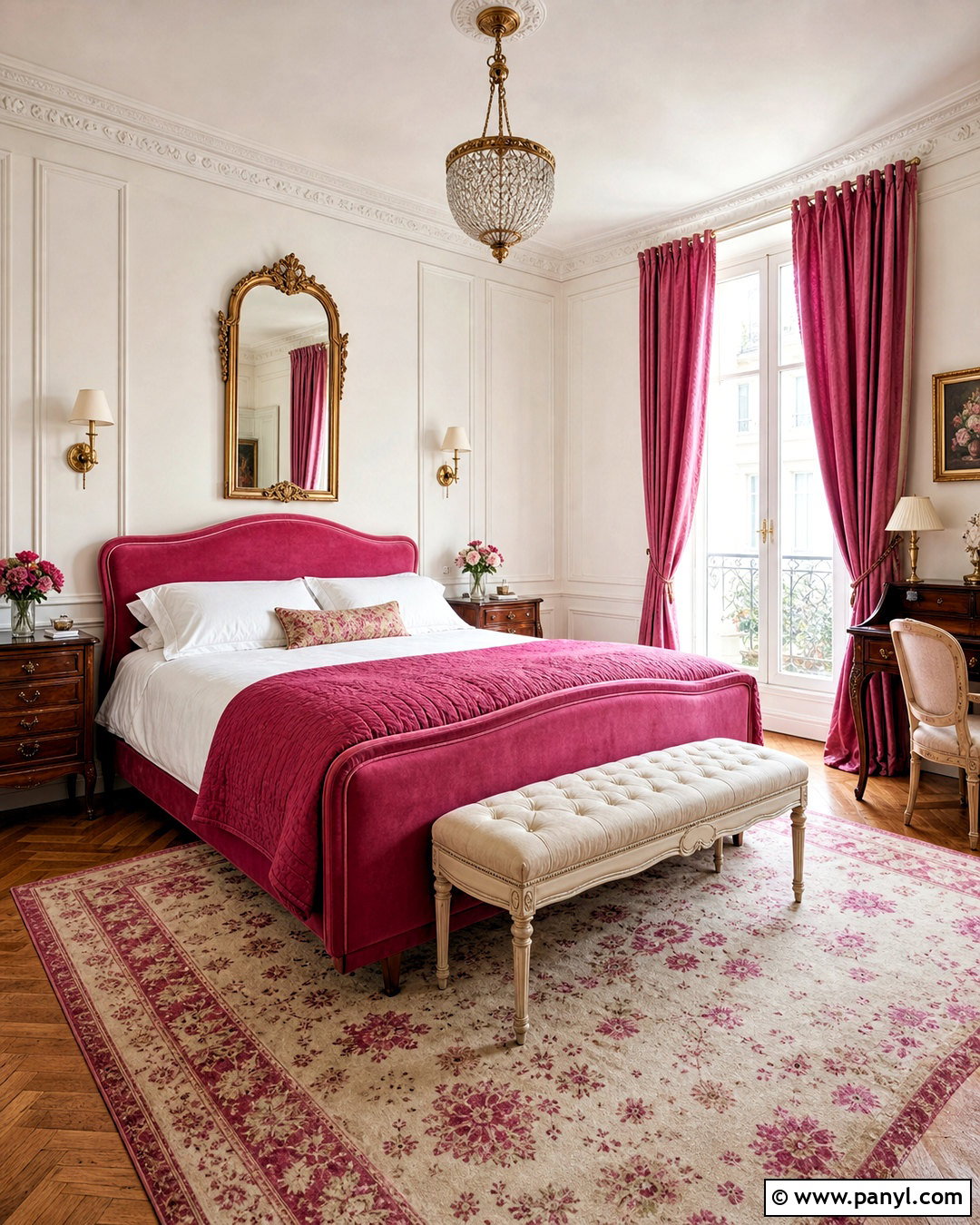 Hot Pink Parisian Room - 20 hot pink room aesthetic ideas