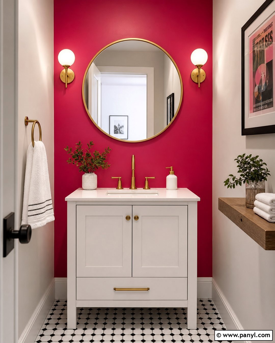 Hot Pink Powder Room Accent Wall - 20 Bright Color Accent Wall Inspiration Ideas