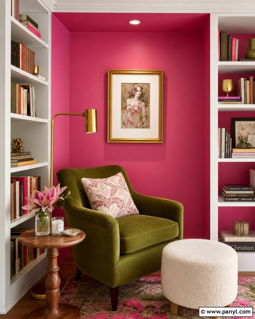 Hot Pink Reading Nook With Green Chair - 35 hot pink walls
