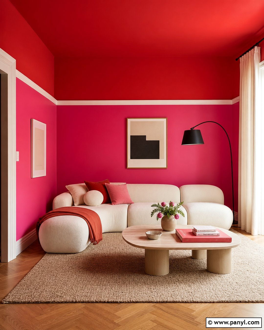 Hot Pink Room With Red Color Blocking - 35 hot pink walls