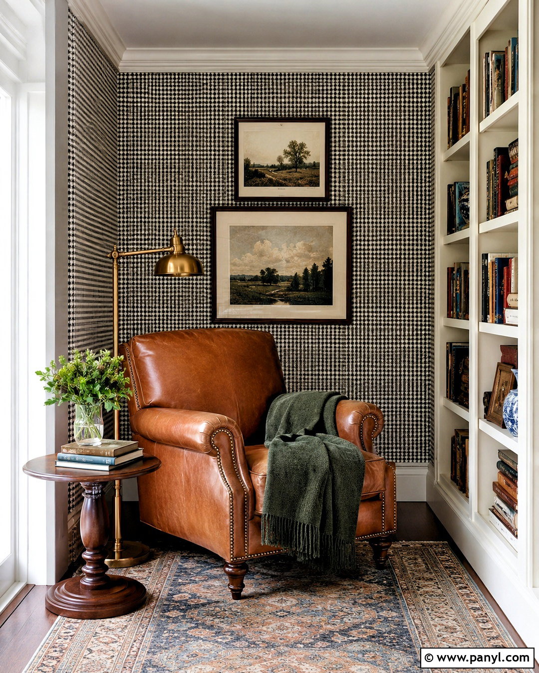 Houndstooth Wallpaper Reading Nook - 20 preppy wallpaper ideas