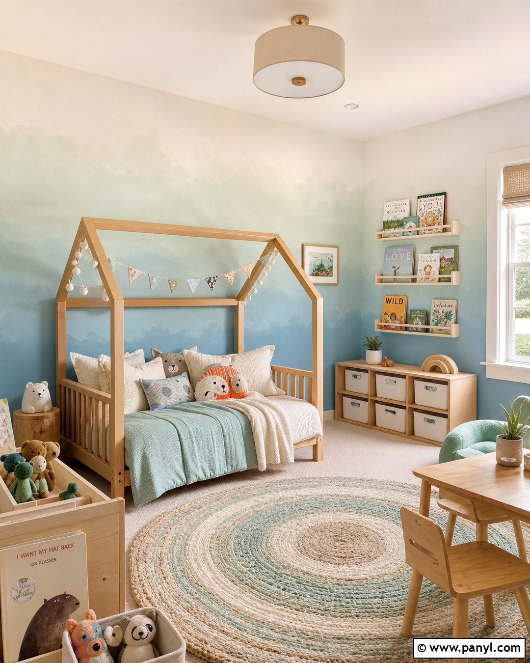 House Bed Pastel Ombre Wall - 20 Pastel Ombre Wall In Kids Room Ideas