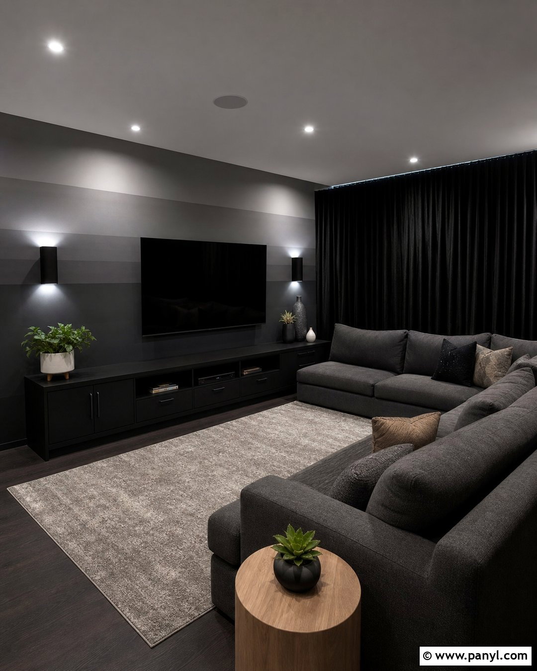 How To Paint A Black And Charcoal Media Room Wall - 20 How To Paint A Gradient Wall Ideas