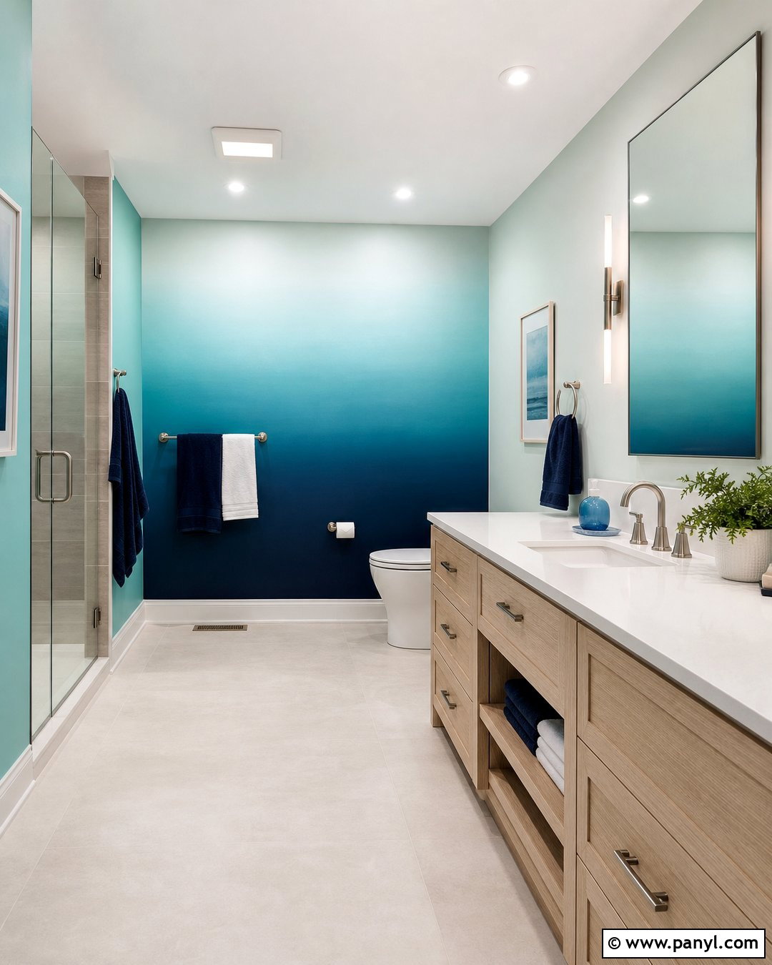 How To Paint A Teal To Navy Bathroom Wall - 20 How To Paint A Gradient Wall Ideas