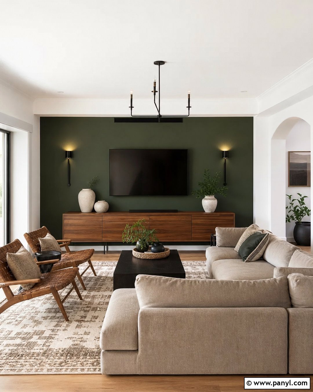 Hunter Green Accent Wall Behind TV - 30 hunter green accent wall ideas