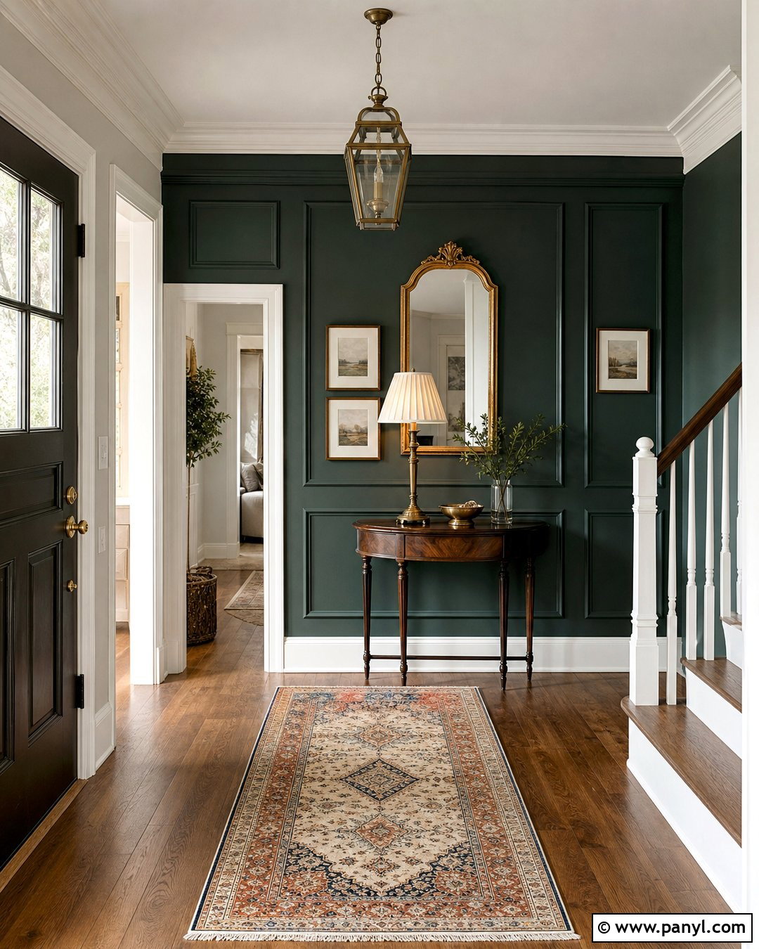 Hunter Green Accent Wall With Picture Molding - 20 Green Accent Wall Foyer Ideas