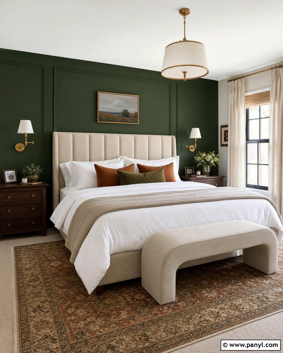 Hunter Green Accent Wall With Upholstered Headboard - 30 hunter green accent wall ideas