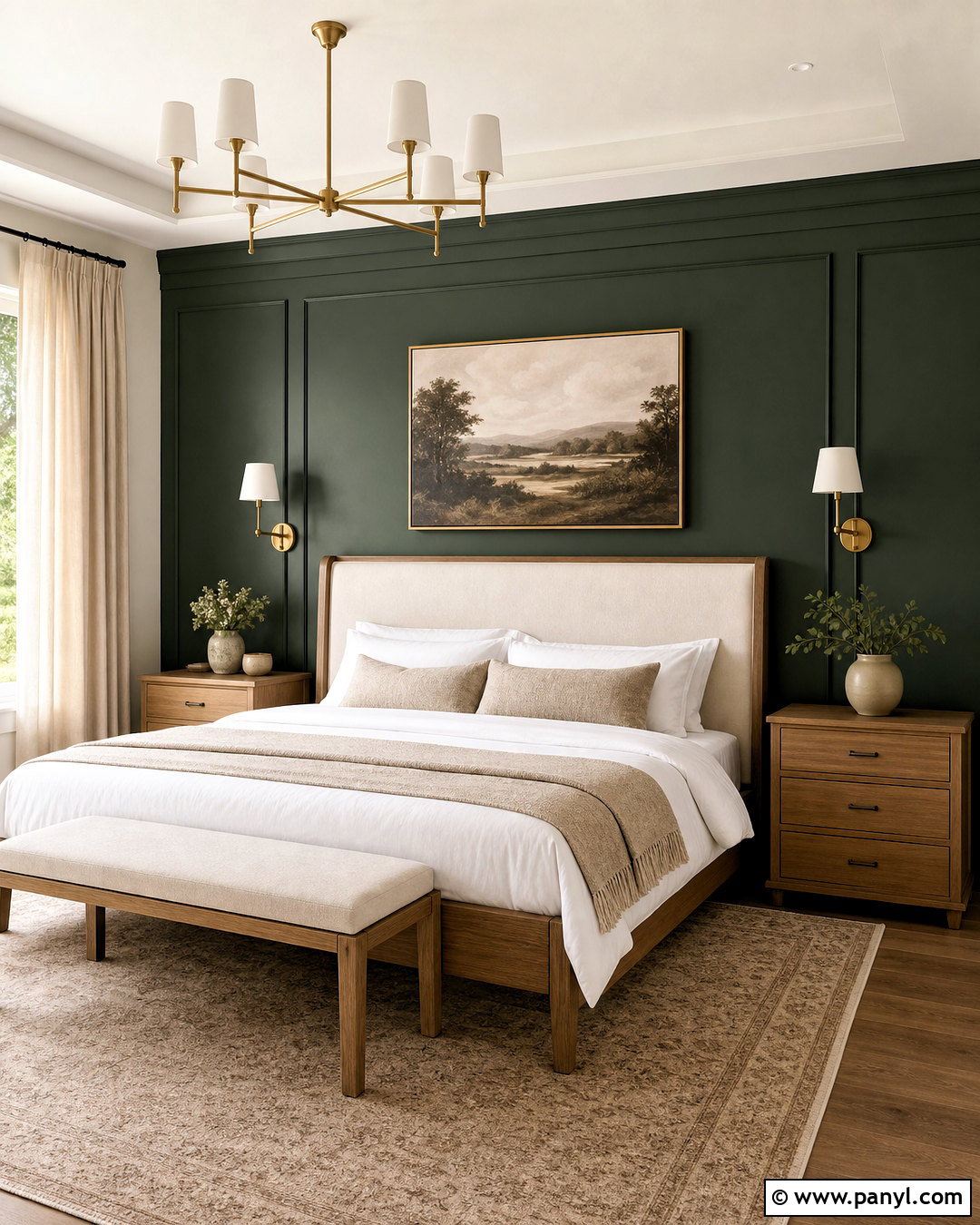 Hunter Green Accent Wall - 20 hunter green bedroom ideas
