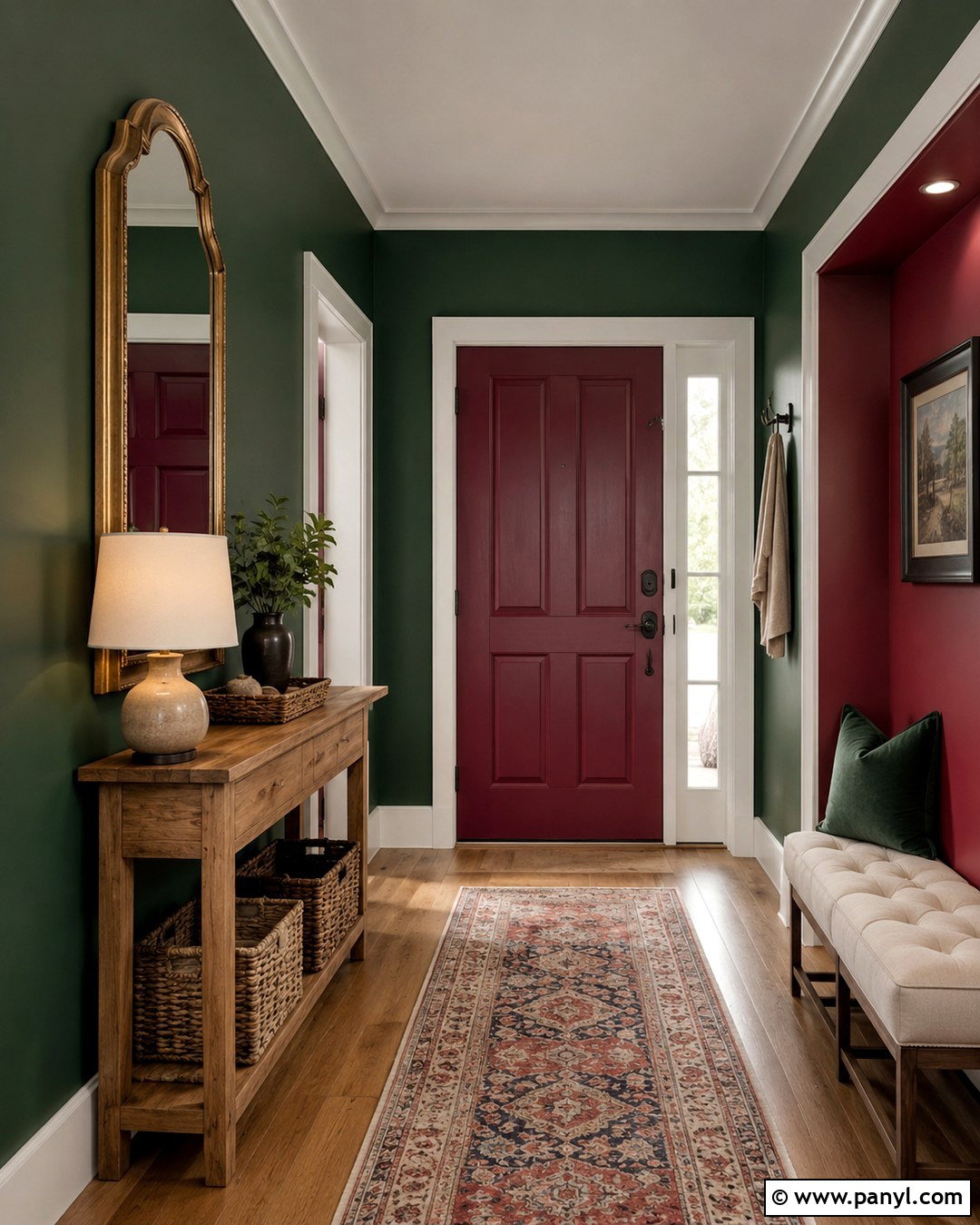Hunter Green And Crimson Entryway - 20 Red And Green Walls