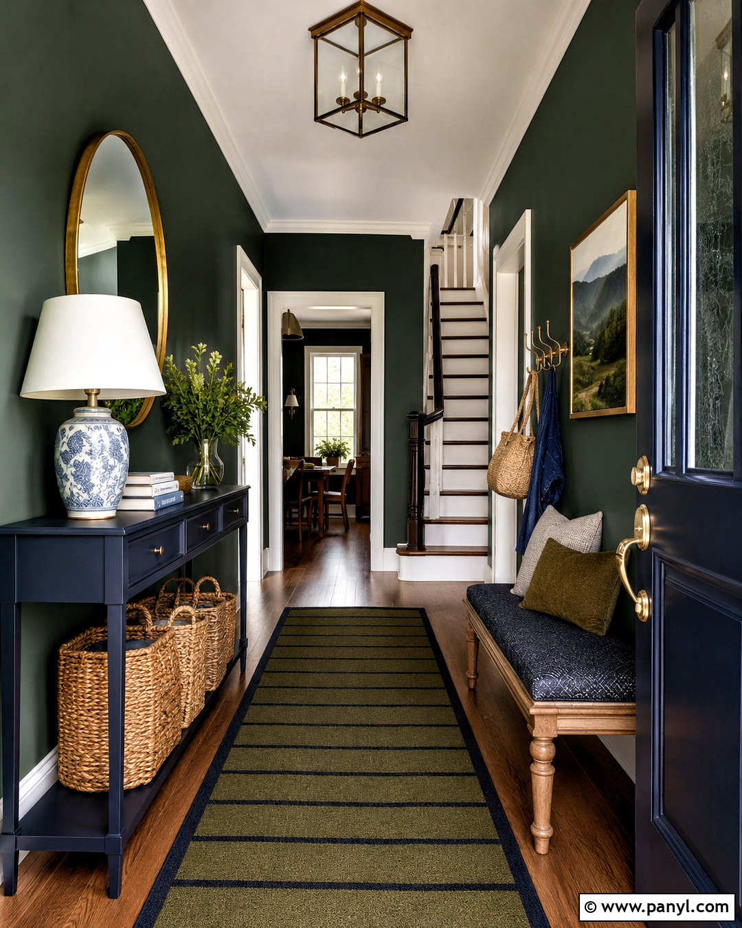 Hunter Green And Navy Blue Entryway - 20 blue and green interior design ideas
