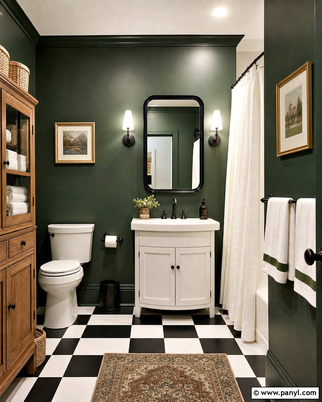 Hunter Green Bathroom With Checkerboard Floor - 20 hunter green bathroom ideas