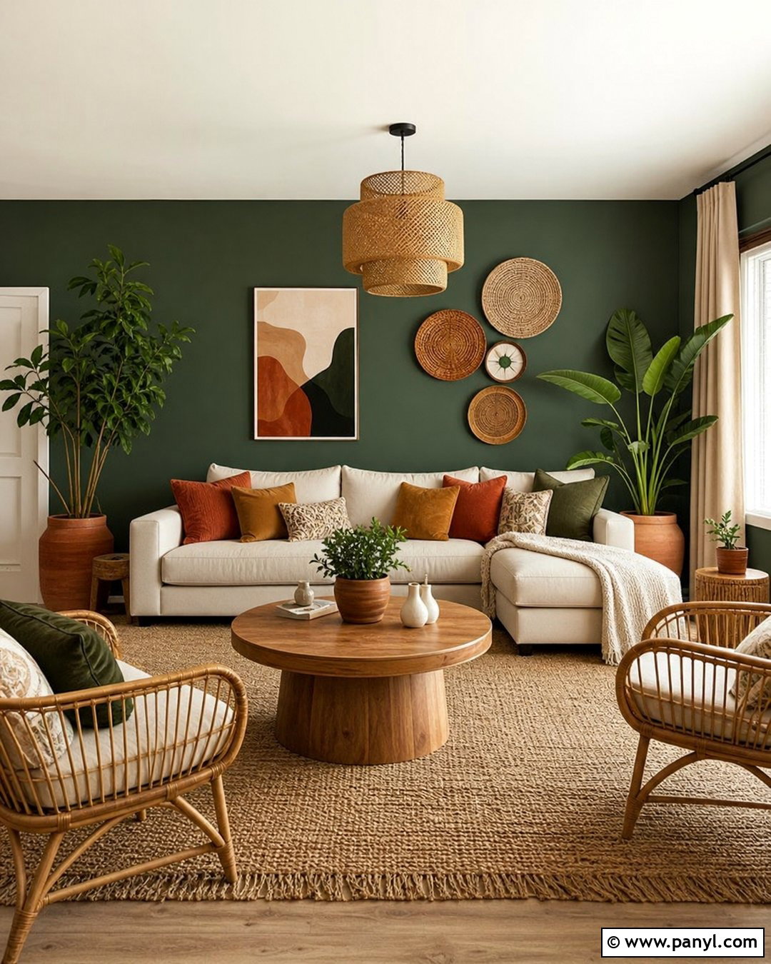 Hunter Green Boho Accent Wall - 30 hunter green accent wall ideas