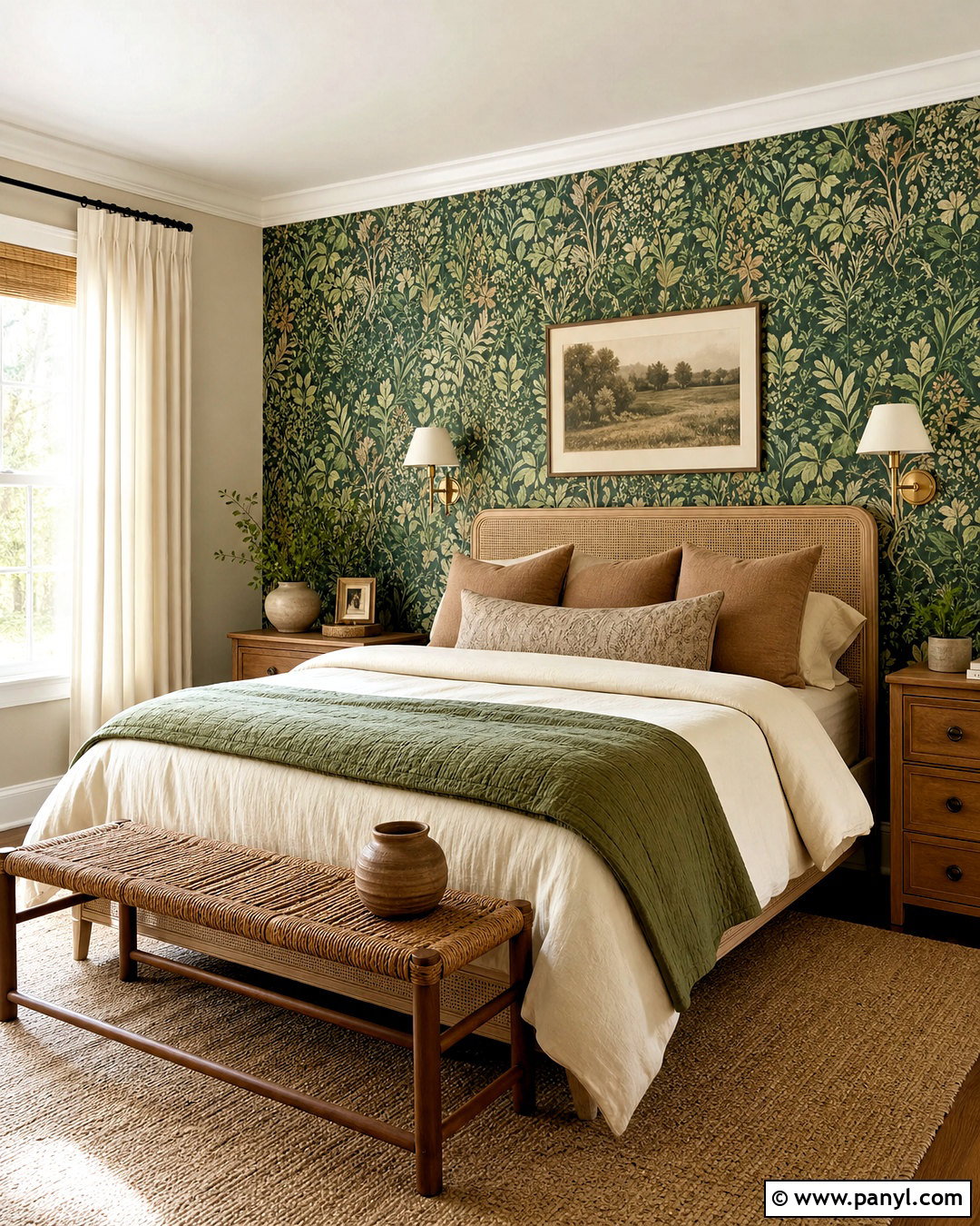 Hunter Green Botanical Wallpaper - 20 hunter green bedroom ideas