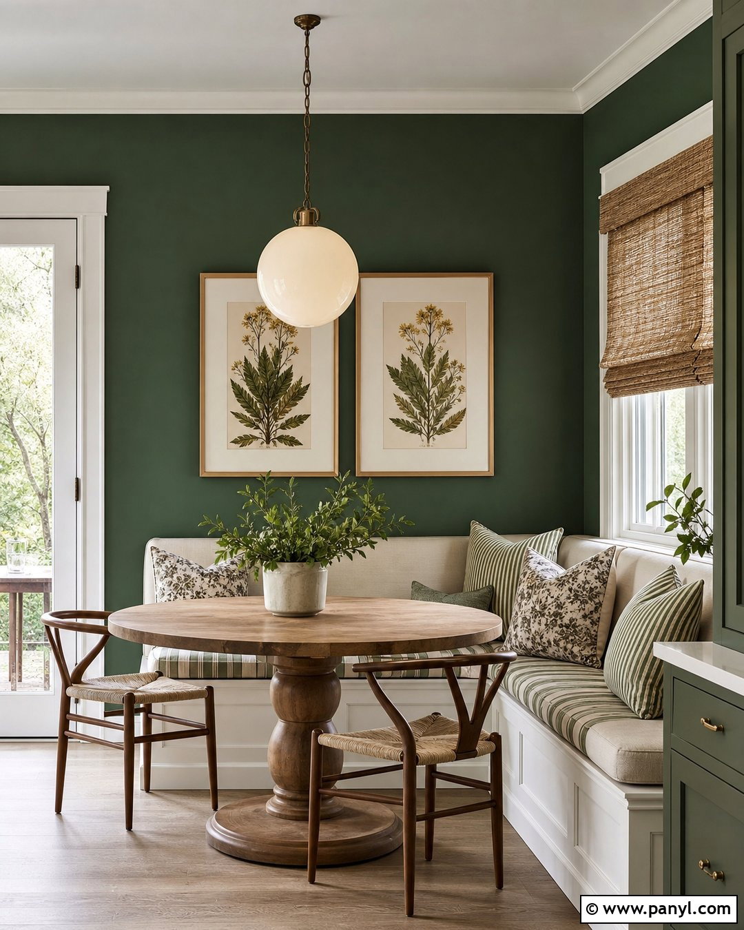 Hunter Green Breakfast Nook Accent Wall - 30 hunter green accent wall ideas