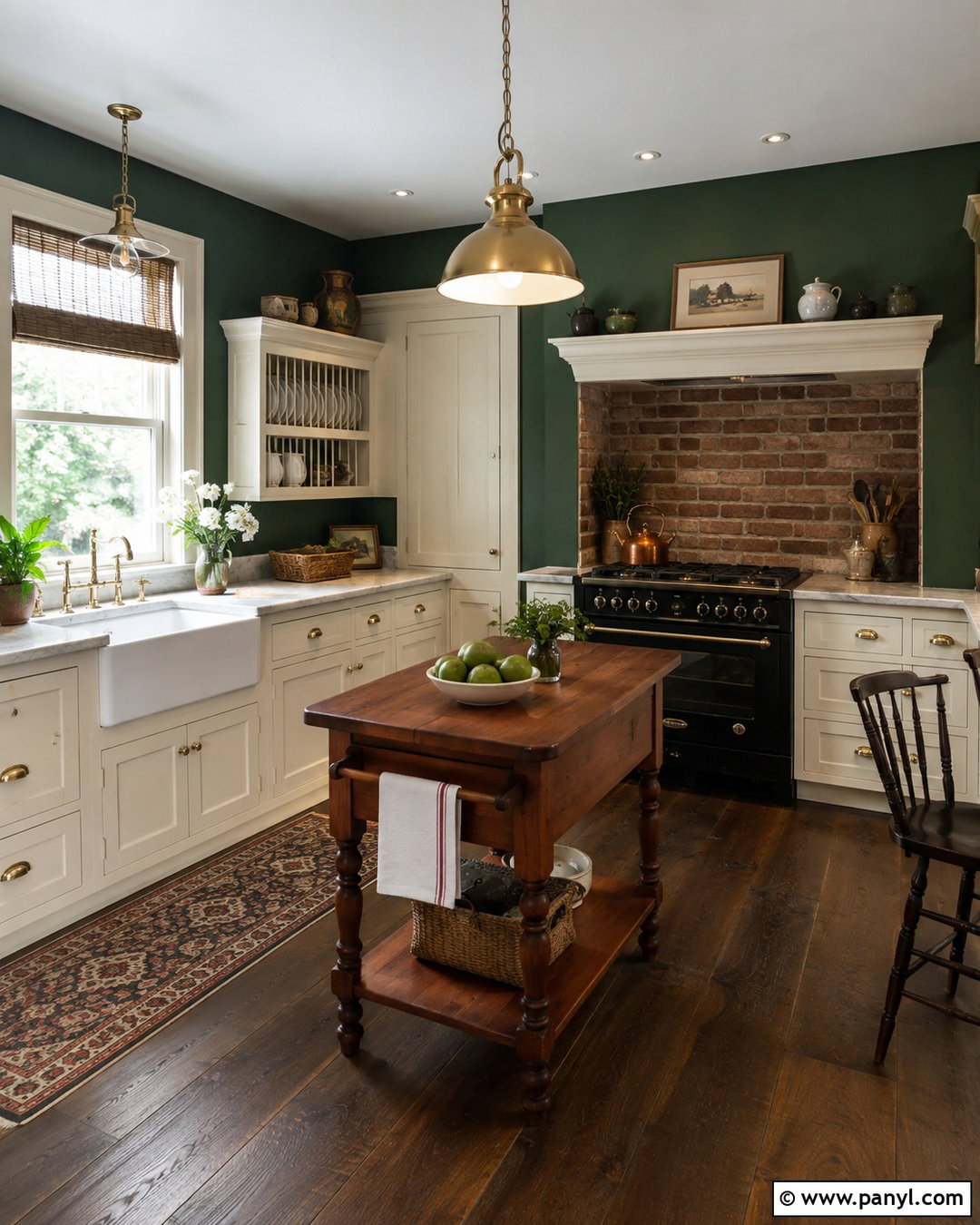 Hunter Green Colonial Kitchen - 20 Vintage Kitchen With Green Walls