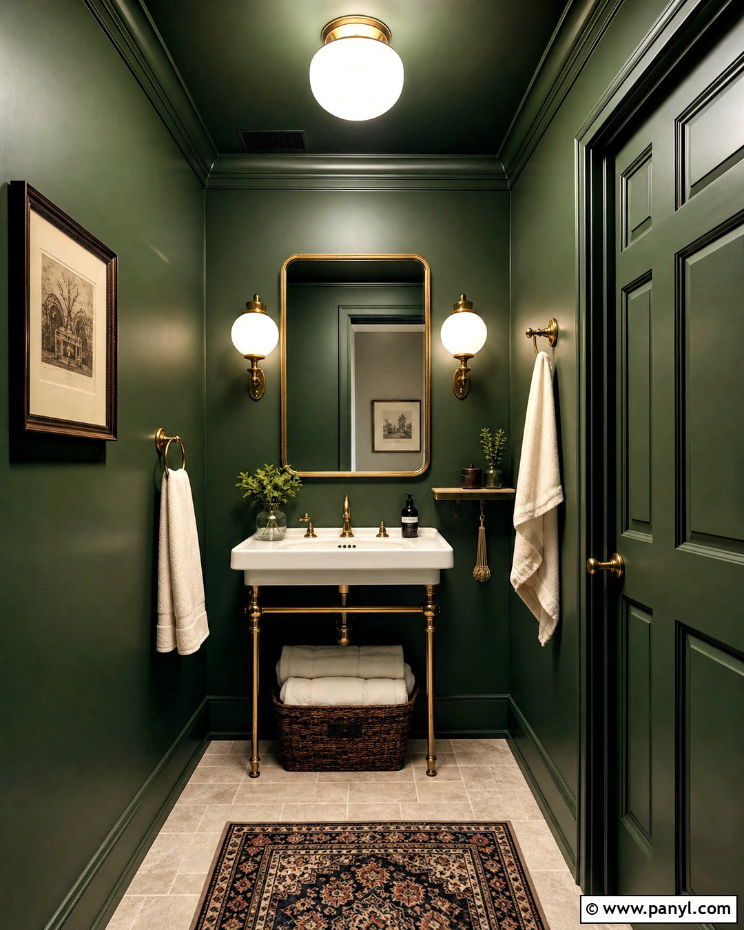 Hunter Green Color Drenched Bathroom - 20 hunter green bathroom ideas
