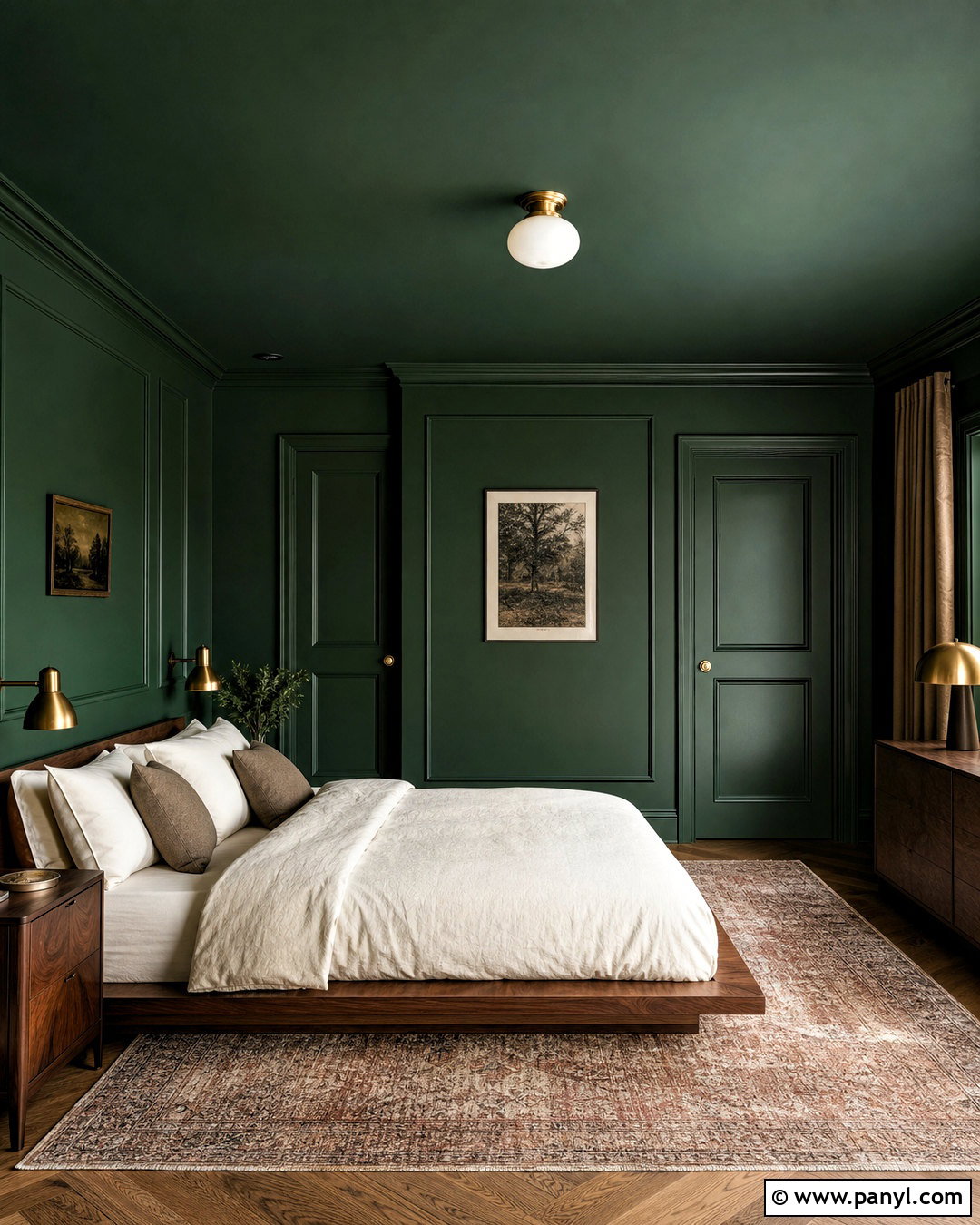 Hunter Green Color Drenched Bedroom - 20 hunter green bedroom ideas