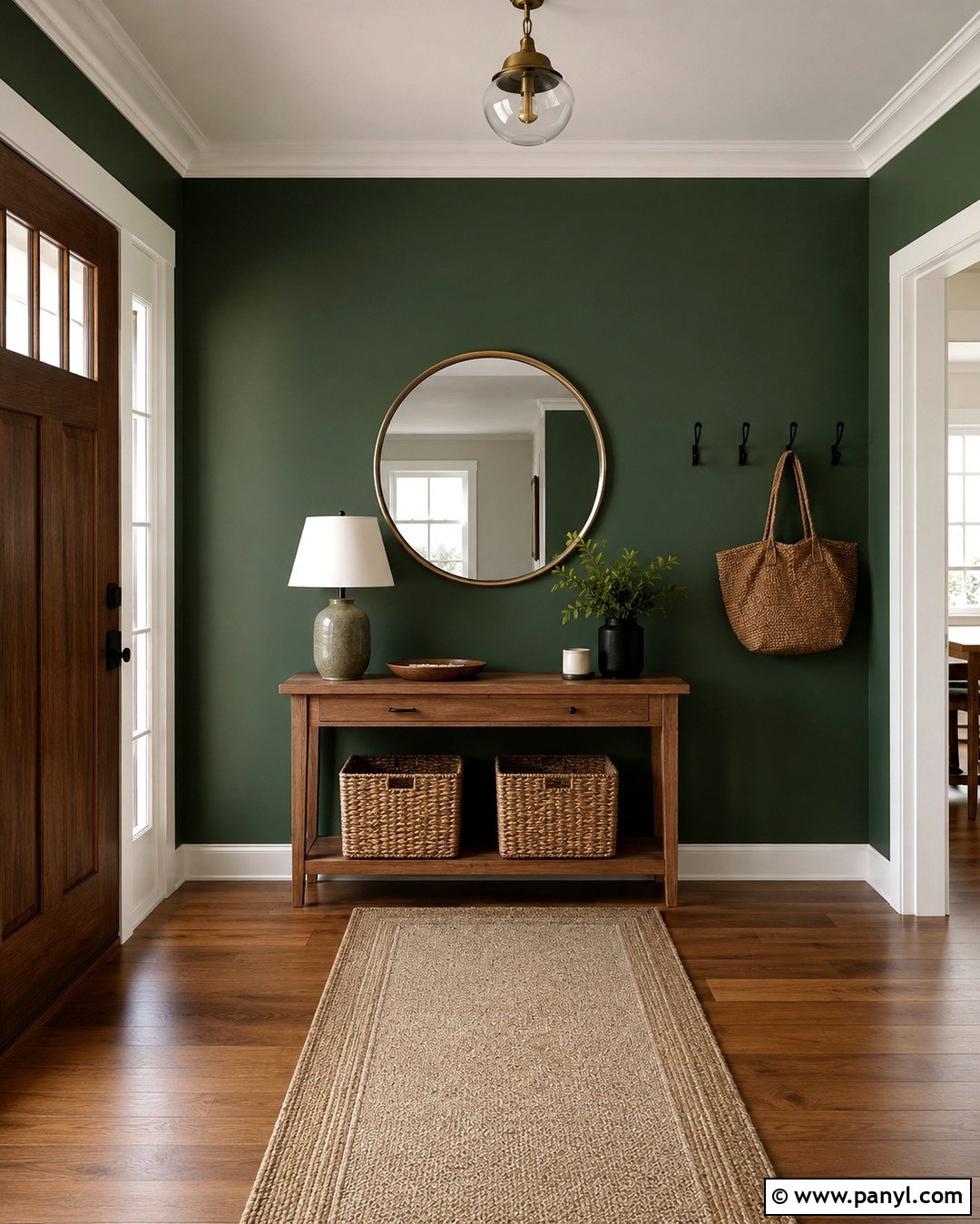 Hunter Green Entryway Wall - 20 Plain Green Wall Ideas