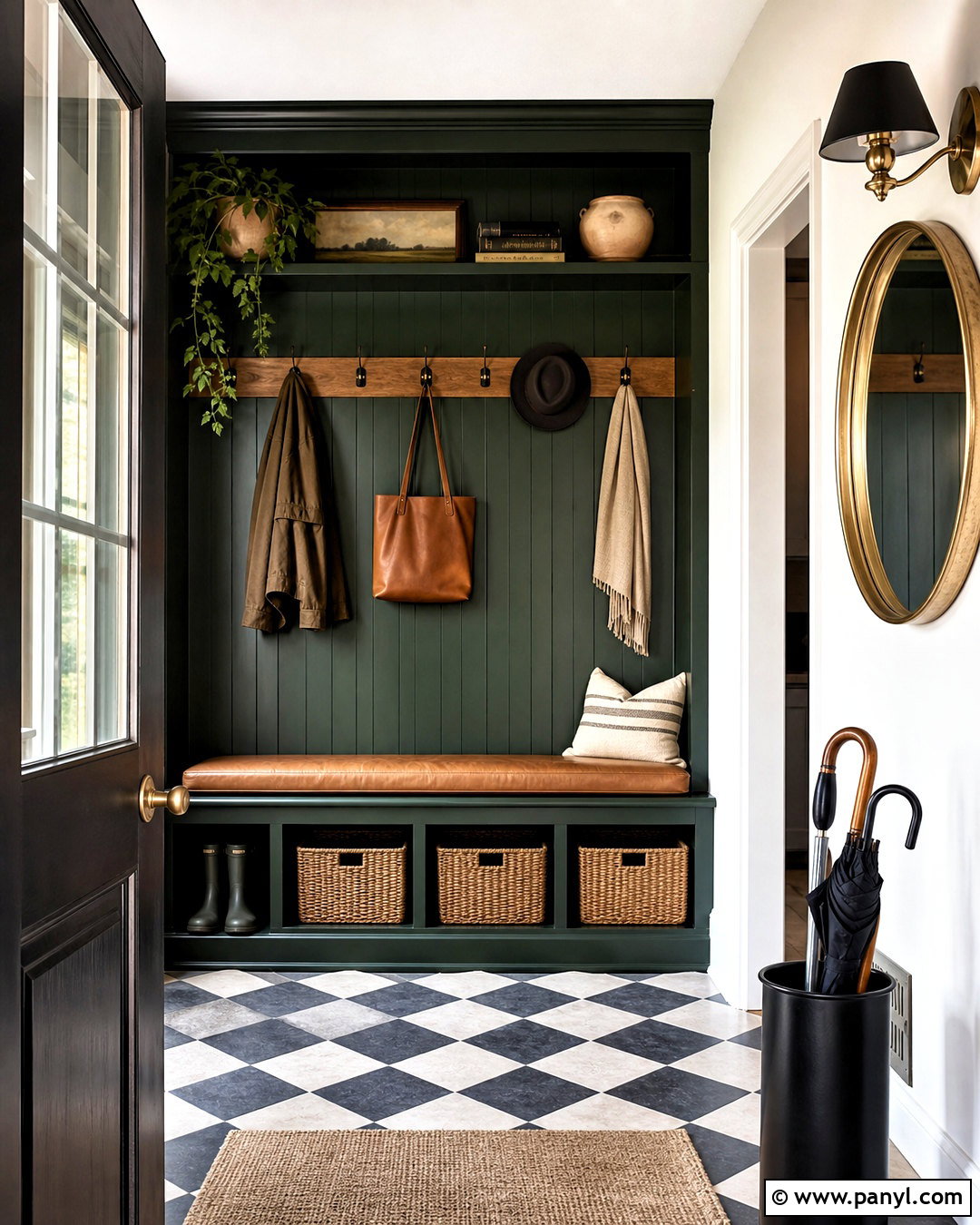 Hunter Green Entryway Wall - 20 green wall interior design ideas