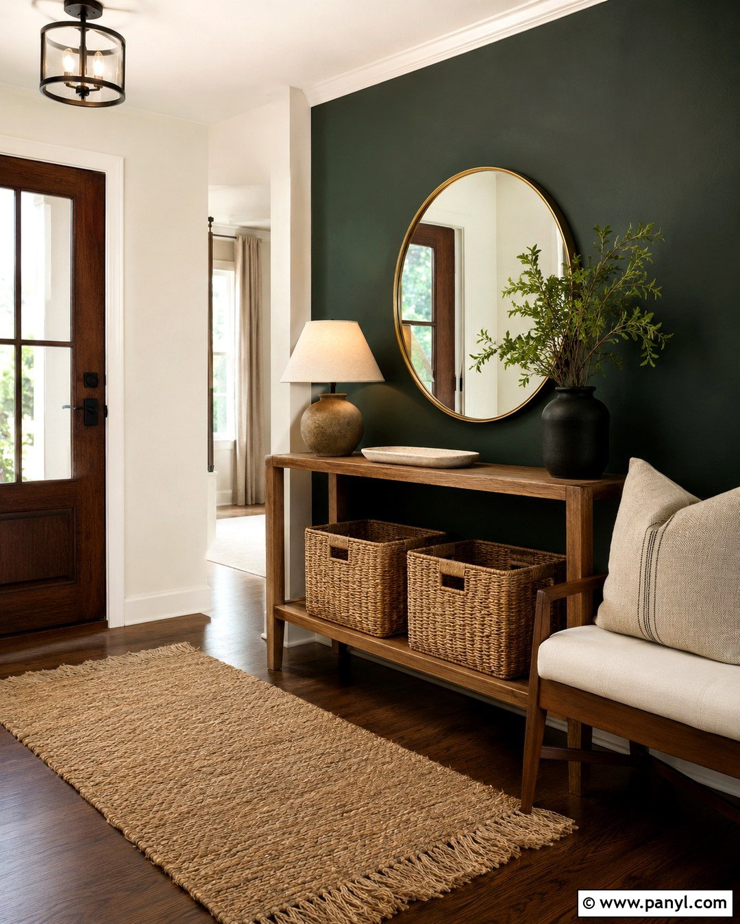 Hunter Green Entryway Wall - 20 Green Contrast Wall Ideas