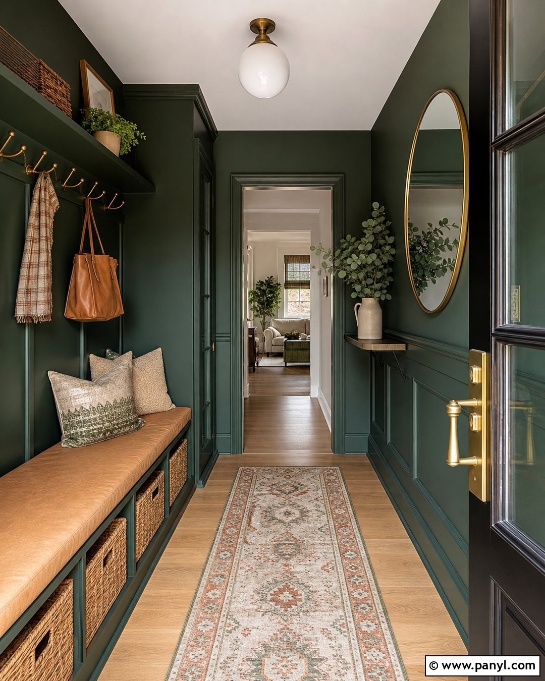 Hunter Green Entryway Walls - 30 Green Color Wall Ideas