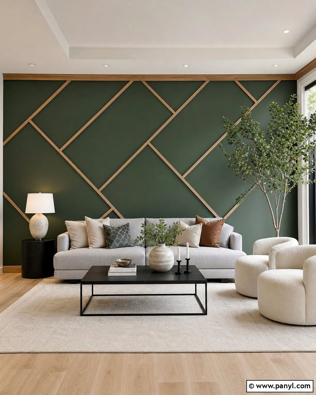 Hunter Green Geometric Accent Wall - 30 hunter green accent wall ideas