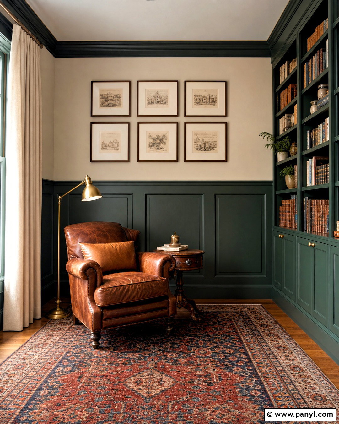Hunter Green Half Wall Reading Room - 20 half green wall ideas