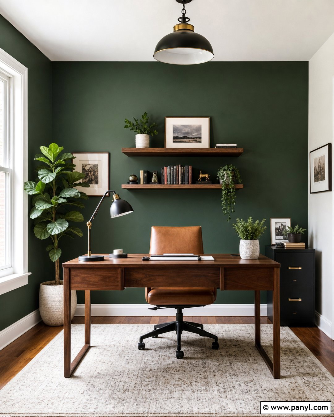 Hunter Green Home Office Accent Wall - 30 hunter green accent wall ideas