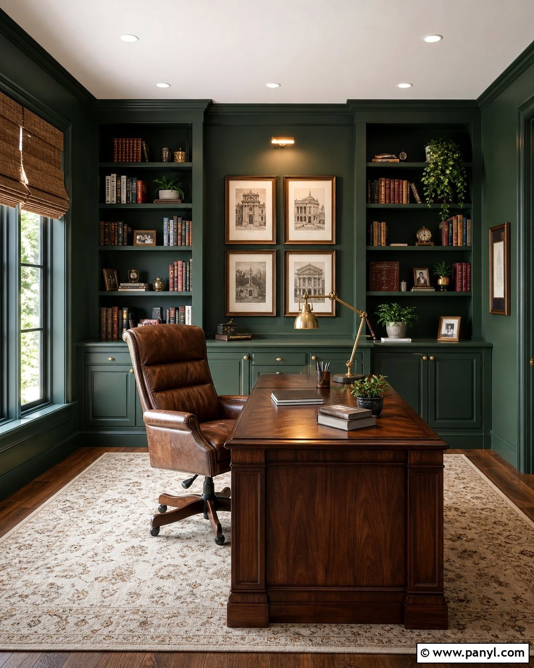 Hunter Green Home Office Walls - 30 green wall colors