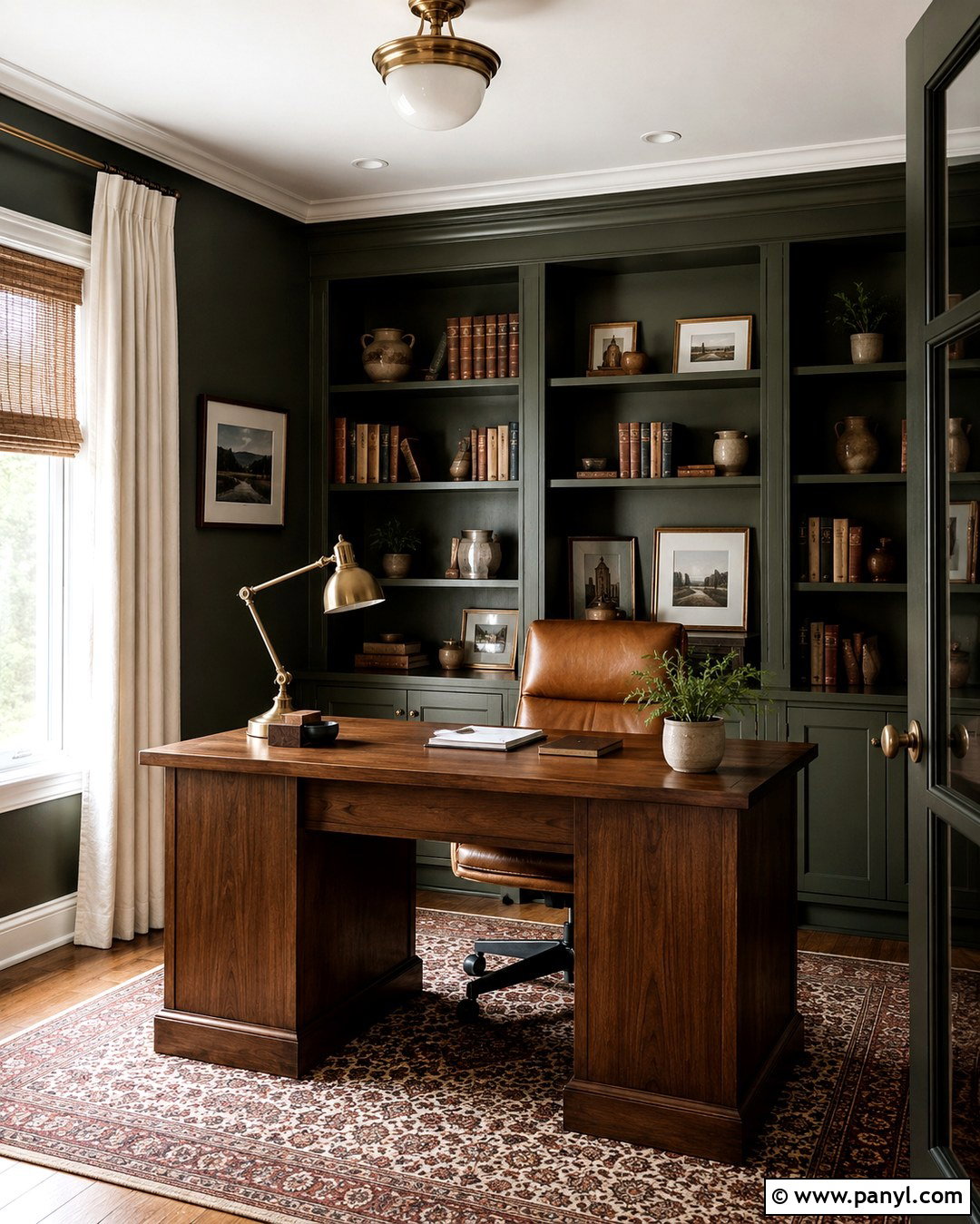 Hunter Green Home Office Walls - 20 Rich Green Wall Paint Ideas