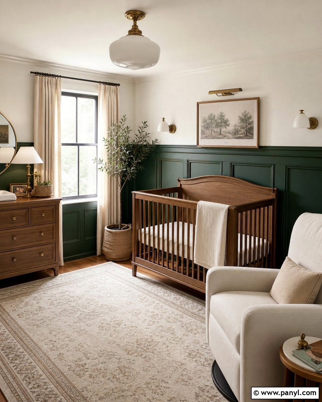 Hunter Green Nursery Paneling - 20 Green Nursery Wall Color Ideas