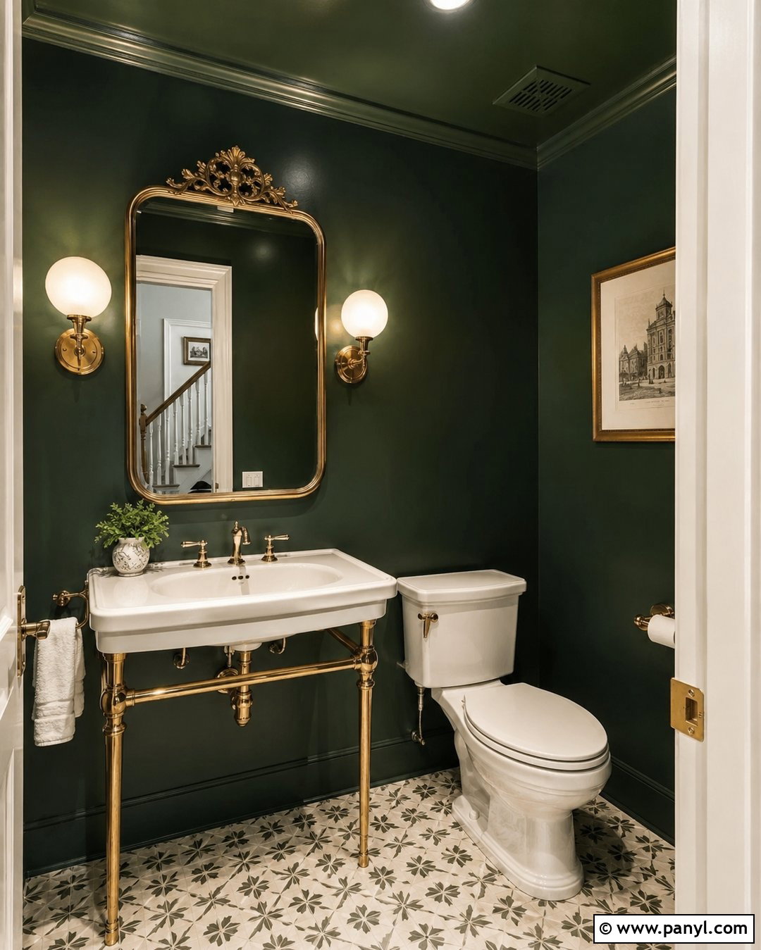 Hunter Green Powder Bathroom - 20 Vintage Bathroom With Green Walls
