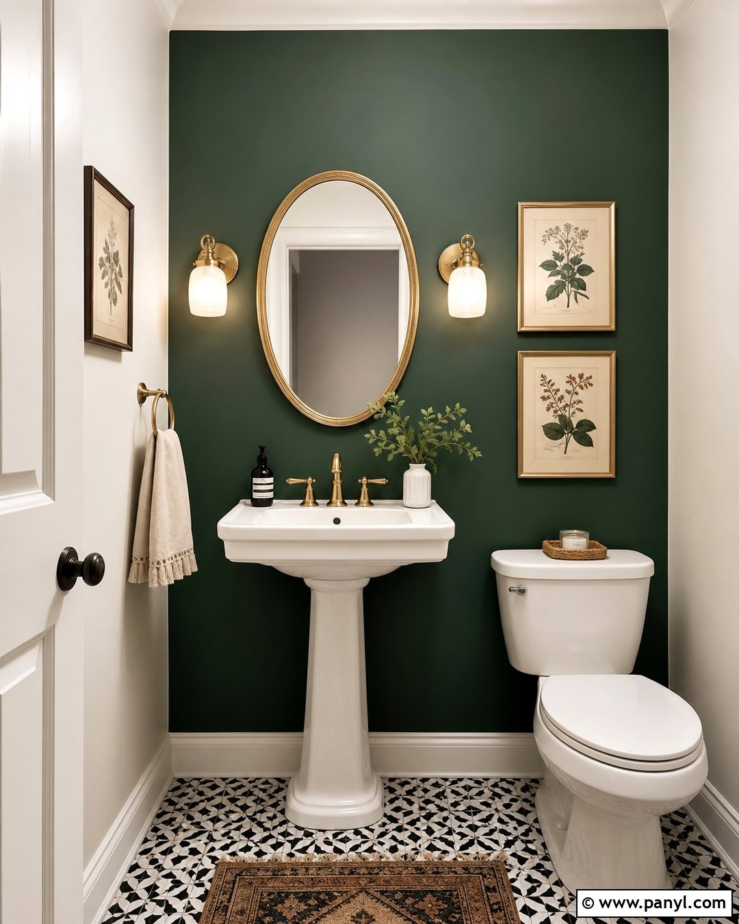 Hunter Green Powder Room Accent Wall - 30 hunter green accent wall ideas