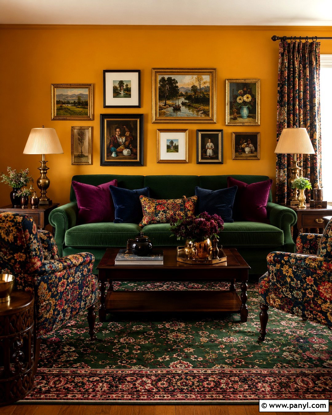 Hunter Green Sofa With Marigold Yellow Walls - 20 Green Sofa Yellow Wall Ideas