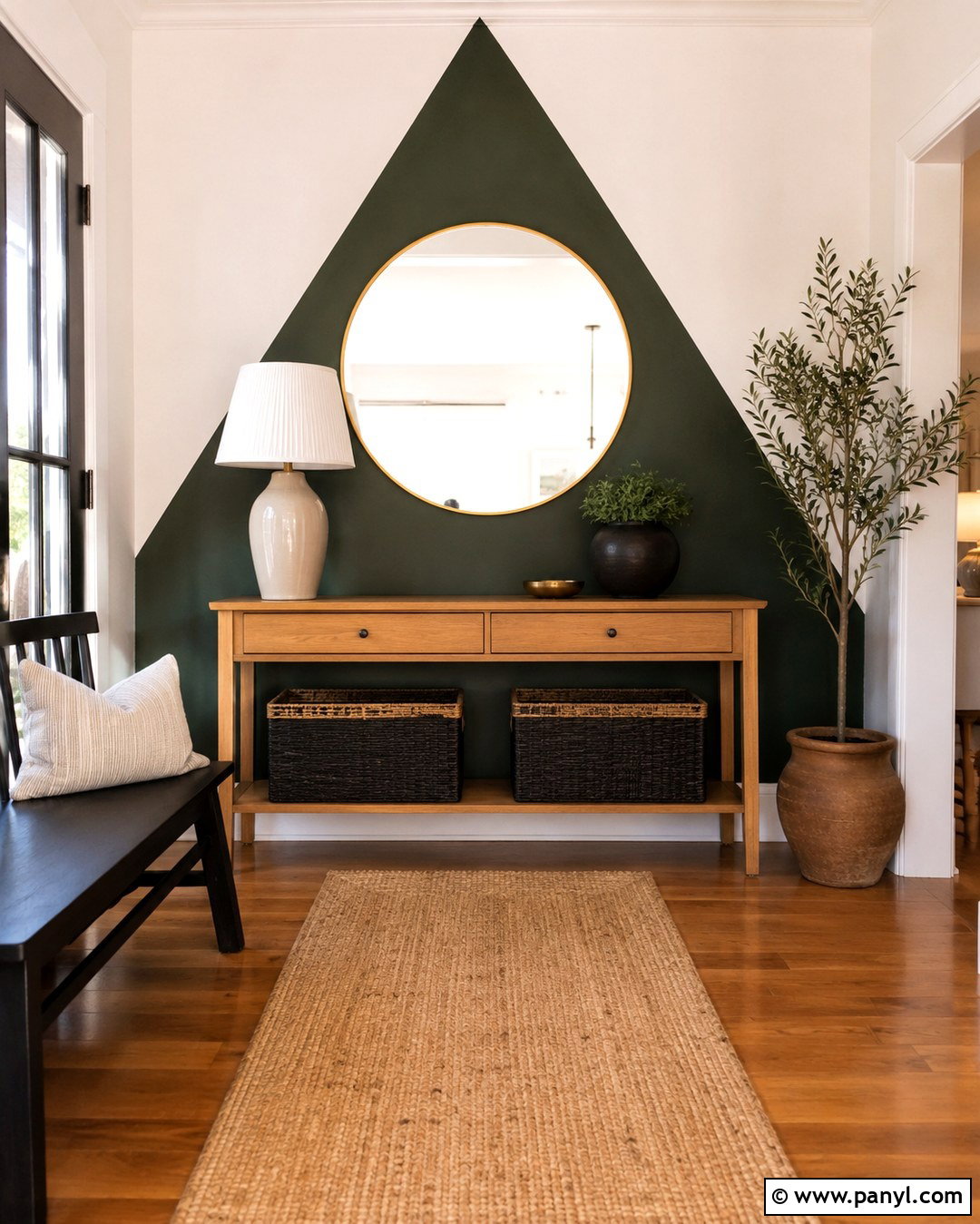 Hunter Green Triangle Entryway Wall - 20 Green Triangle Wall Paint Ideas