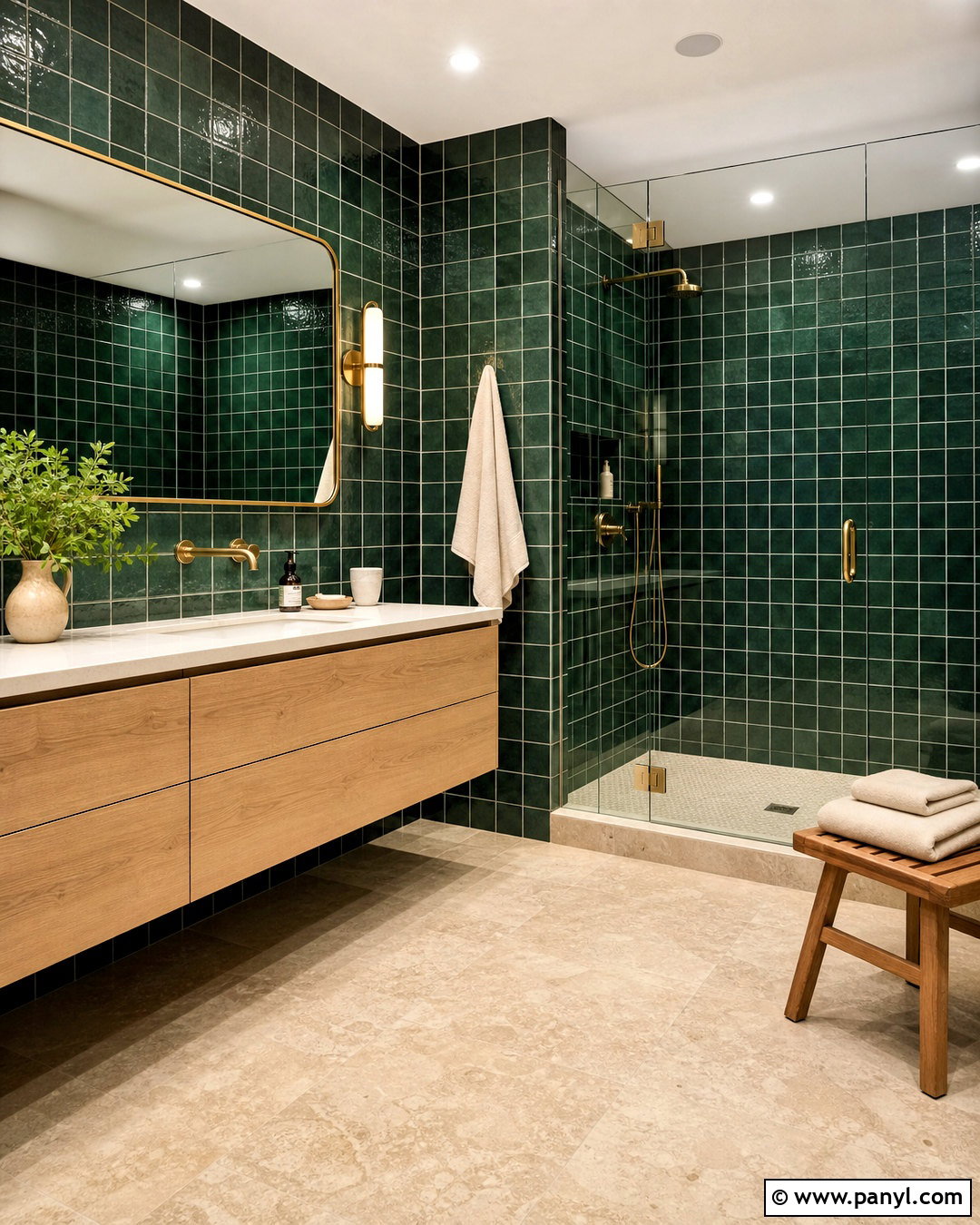 Hunter Green Zellige Tile Bathroom - 20 hunter green bathroom ideas