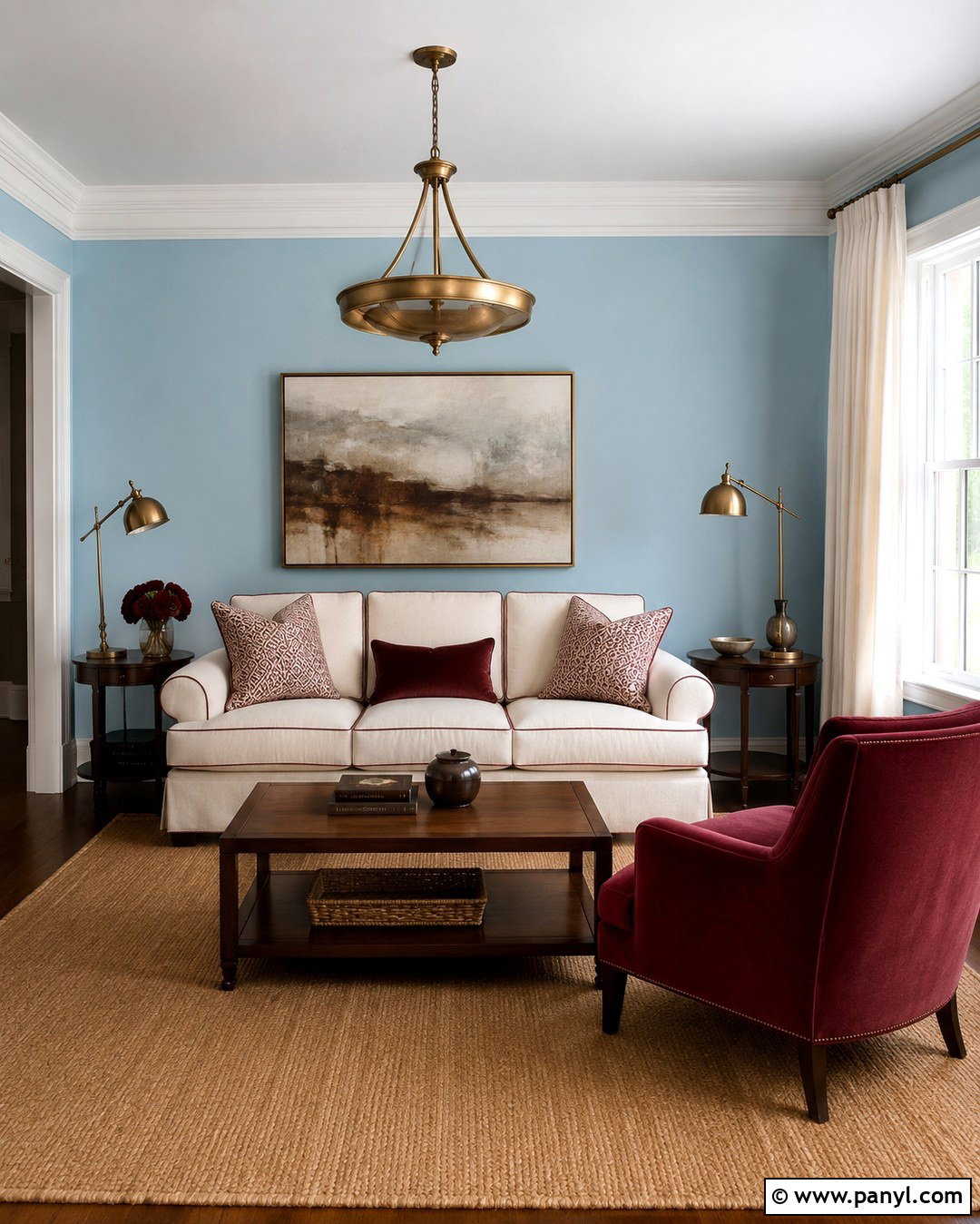 Ice Blue Walls With Burgundy Accents - 20 Ice Blue Walls