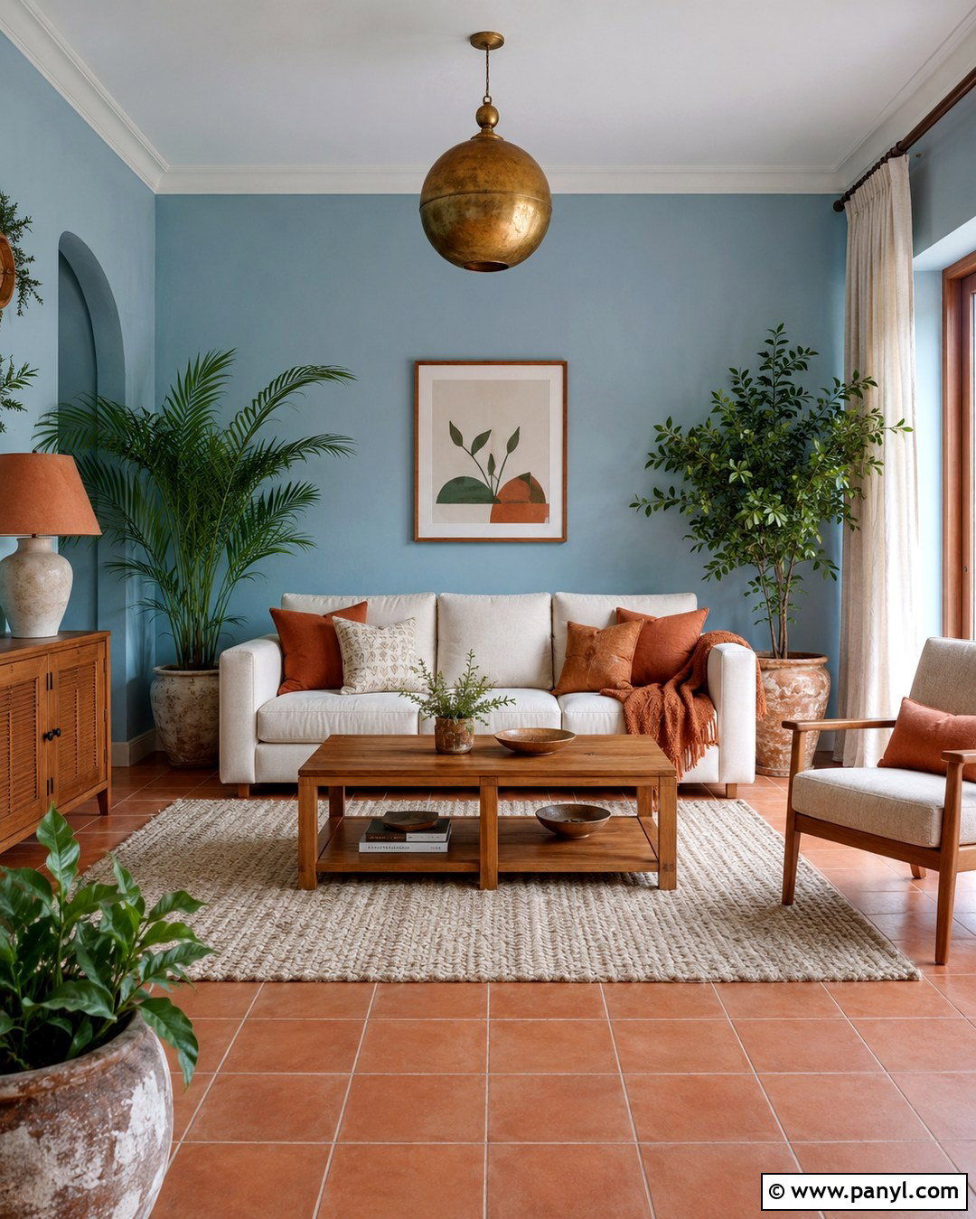 Ice Blue Walls With Terracotta Accents - 20 Ice Blue Walls