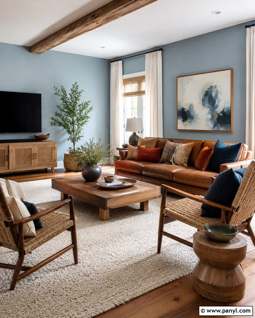 Ice Blue Walls With Warm Wood - 20 Ice Blue Walls
