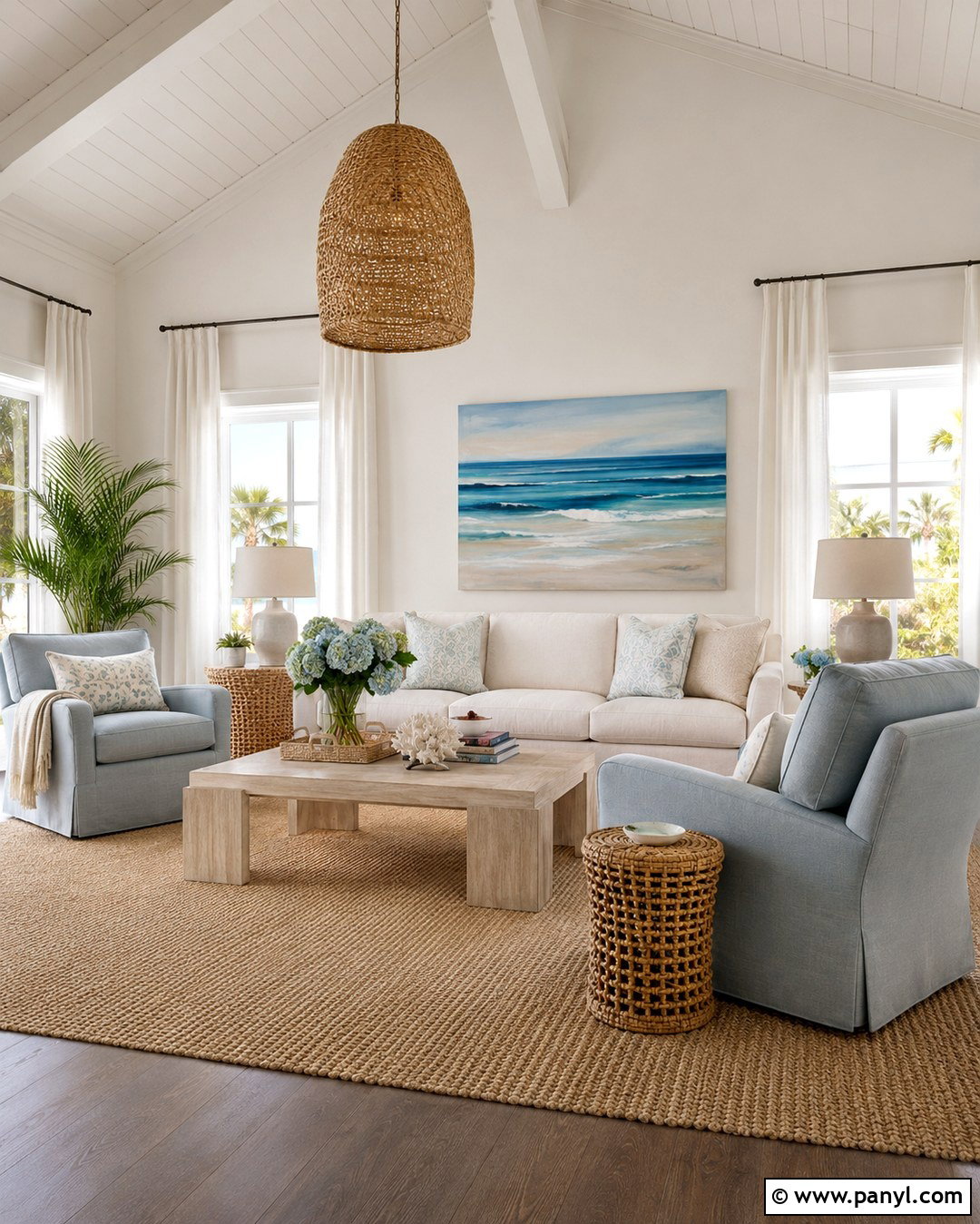 Incredible White Walls In A Coastal Living Room - 20 Sherwin Williams Incredible White Walls