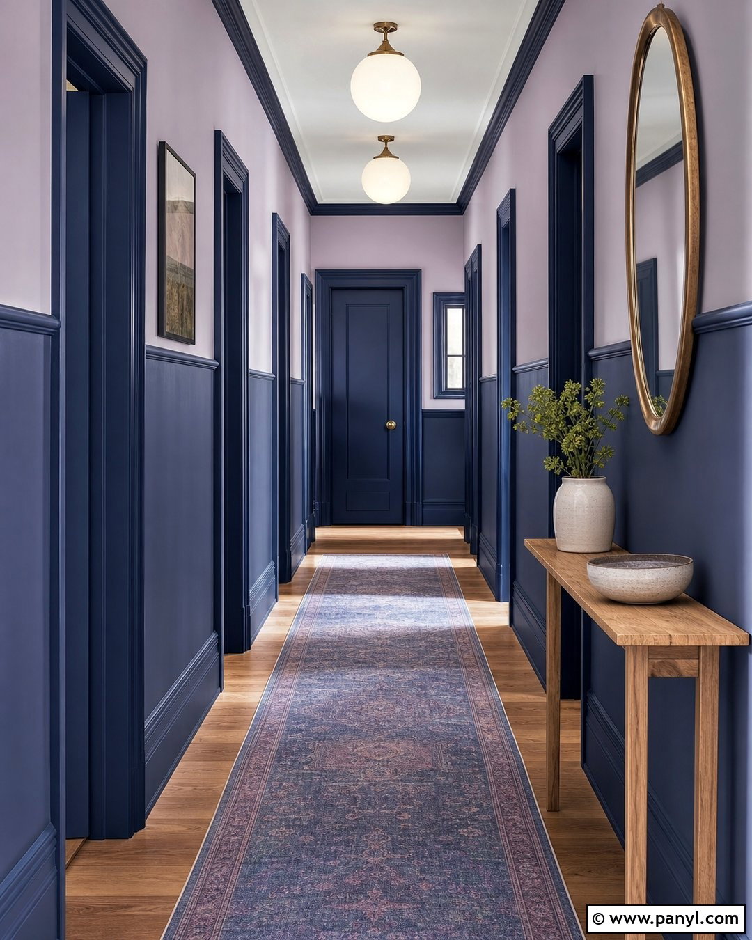 Indigo And Lavender Hallway Walls - 25 Blue And Purple Wall Paint Ideas