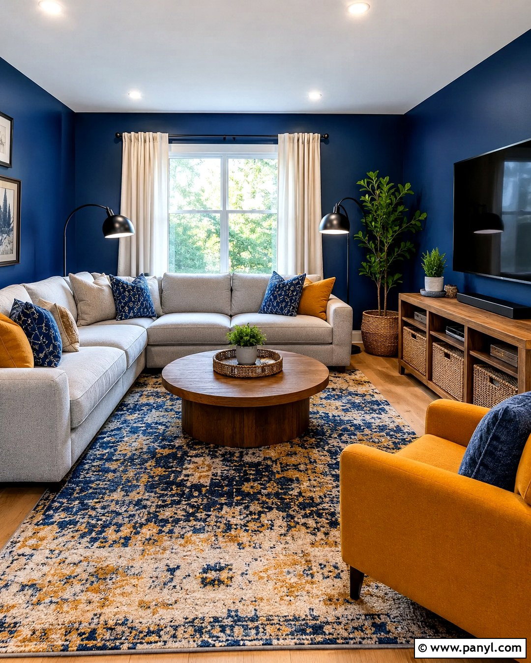 Indigo And Mustard Family Room - 20 Indigo Wall Color Ideas
