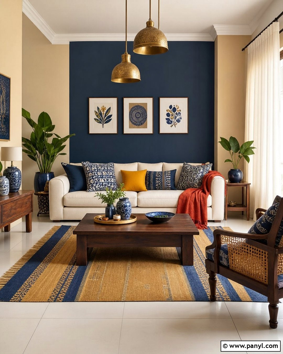 Indigo And Ochre Living Room Walls - 30 Colour For Living Room Wall Indian Ideas