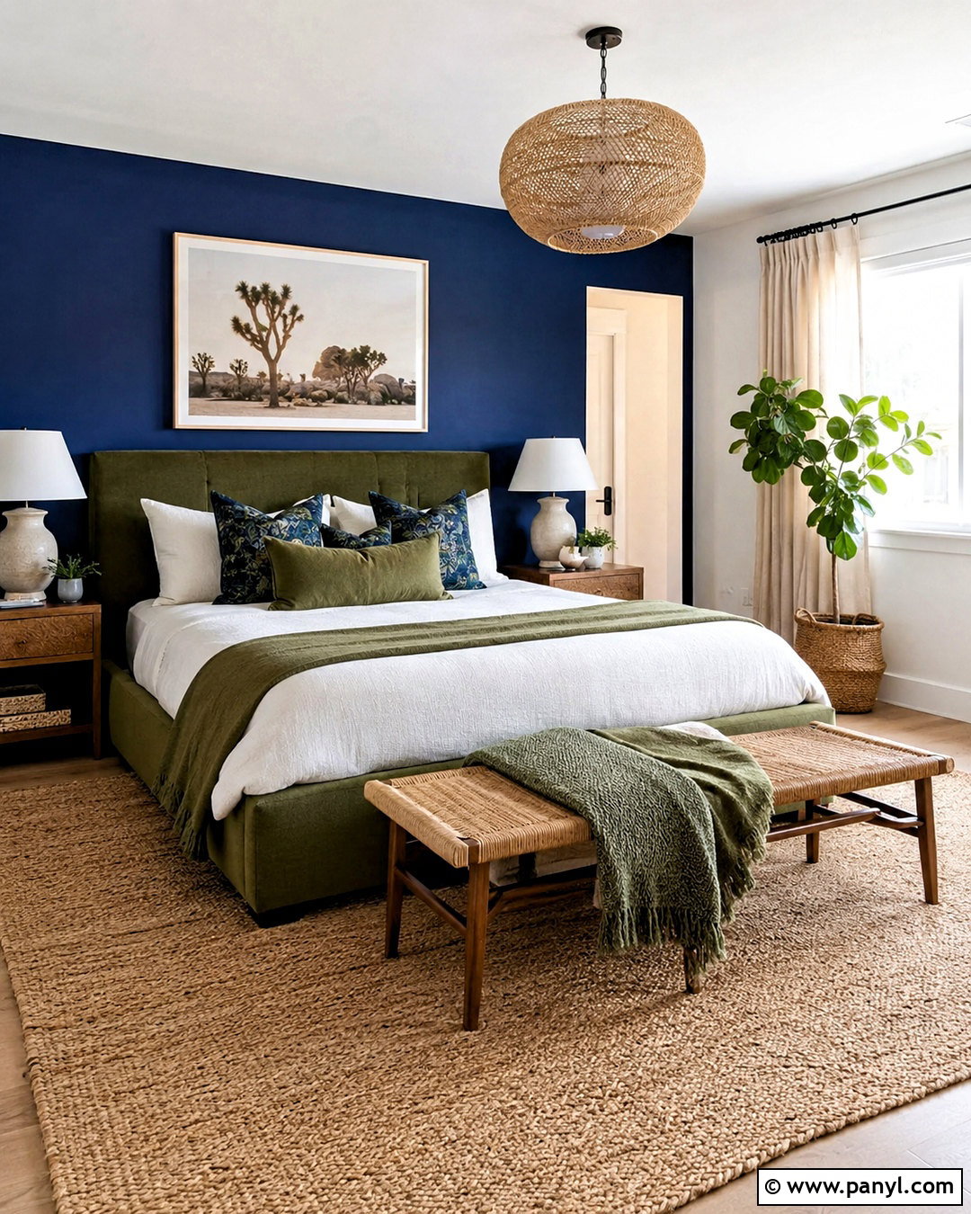 Indigo Blue And Avocado Green Bedroom - 20 blue and green color scheme ideas