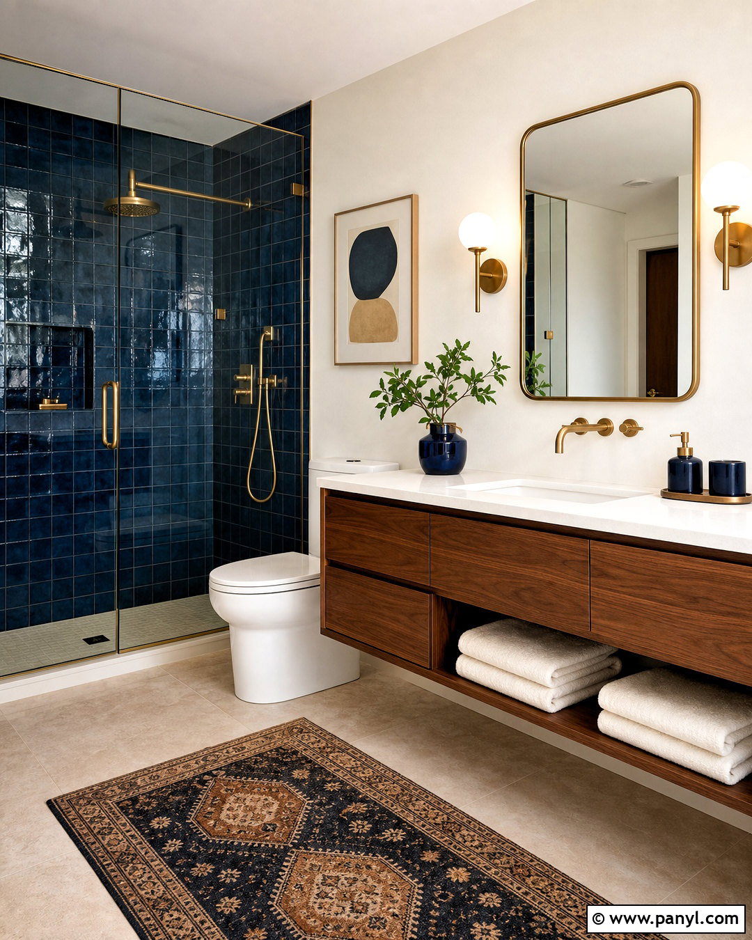 Indigo Blue And Walnut Bathroom - 20 bathroom color schemes blue ideas